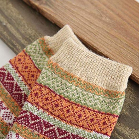 Womens 5 Pairs Vintage Style Thick Crew Socks - Picture 13 of 16